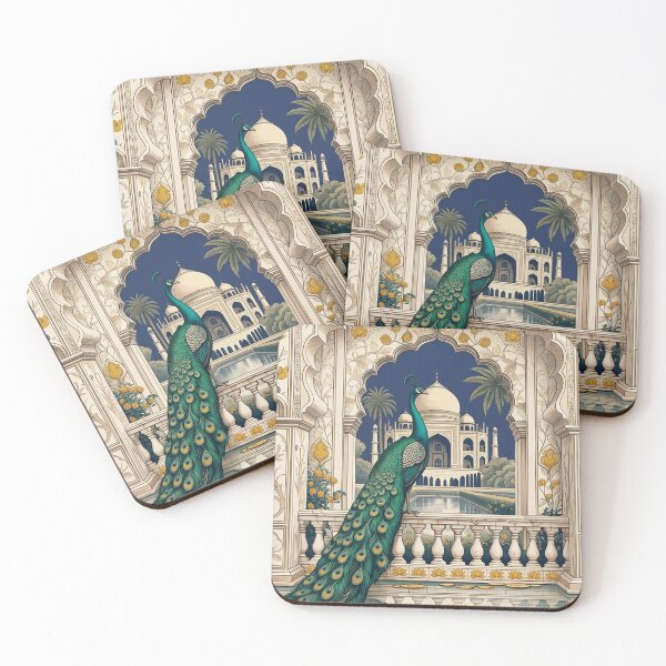 Item preview, Mughal Luxury Decor for Living Room | Taj Mahal Peacock Wall Art | Royal Indian Gift | Elegant Bedroom Print | Vintage Heritage Decor designed and sold by RSDigitalPrintDesign.