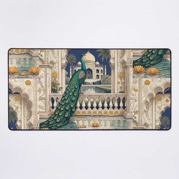 Item preview, Mughal Luxury Decor for Living Room | Taj Mahal Peacock Wall Art | Royal Indian Gift | Elegant Bedroom Print | Vintage Heritage Decor designed and sold by RSDigitalPrintDesign.