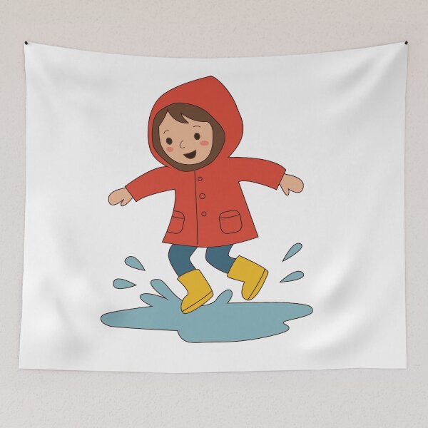 Item preview,  Puddle Splashing Fun - Cute Rainy Day Girl designed and sold by TatinkaArtskill.