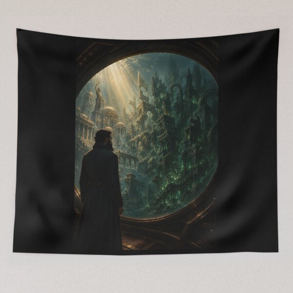 Item preview, El capitán Nemo presencia la colisión de la Atlántida y R'lyeh | Arte de cruce literario de Nautilus designed and sold by Extravanganzza.