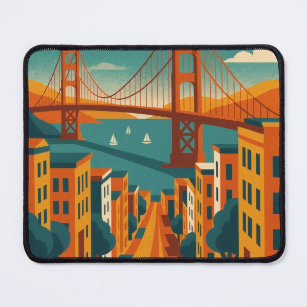 Item preview, Retro Pop Art Poster Illustration of San Francisco | Bold Golden Gate Bridge City Print with Painted Ladies, Cable Cars & Bay Skyline | Vintage California Travel Wall Art Decor designed and sold by PaintedPixels01.