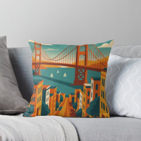 Item preview, Retro Pop Art Poster Illustration of San Francisco | Bold Golden Gate Bridge City Print with Painted Ladies, Cable Cars & Bay Skyline | Vintage California Travel Wall Art Decor designed and sold by PaintedPixels01.