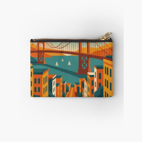 Item preview, Retro Pop Art Poster Illustration of San Francisco | Bold Golden Gate Bridge City Print with Painted Ladies, Cable Cars & Bay Skyline | Vintage California Travel Wall Art Decor designed and sold by PaintedPixels01.