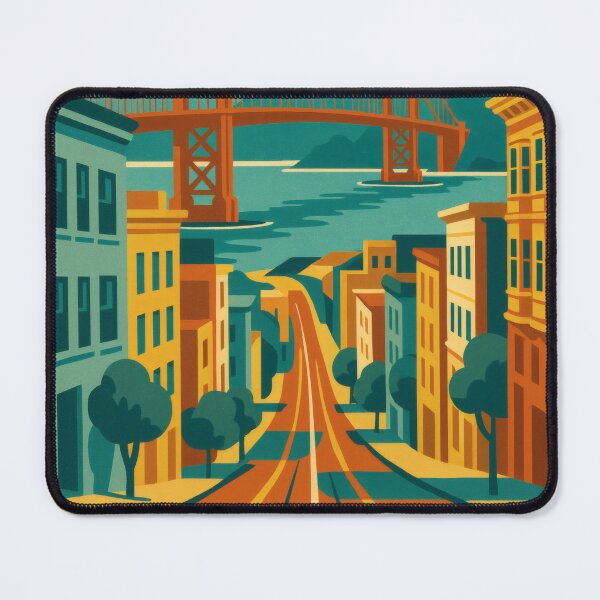 Item preview, Retro Pop Art Poster Illustration of San Francisco | Bold Golden Gate Bridge City Print with Painted Ladies, Cable Cars & Bay Skyline | Vintage California Travel Wall Art Decor designed and sold by PaintedPixels01.