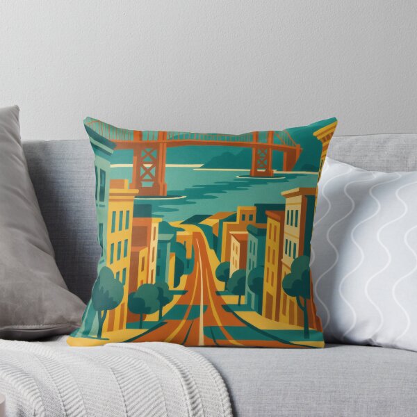 Item preview, Retro Pop Art Poster Illustration of San Francisco | Bold Golden Gate Bridge City Print with Painted Ladies, Cable Cars & Bay Skyline | Vintage California Travel Wall Art Decor designed and sold by PaintedPixels01.