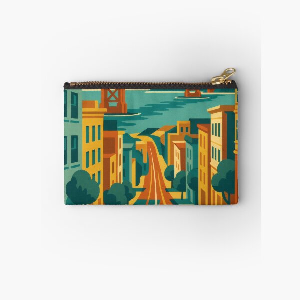 Item preview, Retro Pop Art Poster Illustration of San Francisco | Bold Golden Gate Bridge City Print with Painted Ladies, Cable Cars & Bay Skyline | Vintage California Travel Wall Art Decor designed and sold by PaintedPixels01.