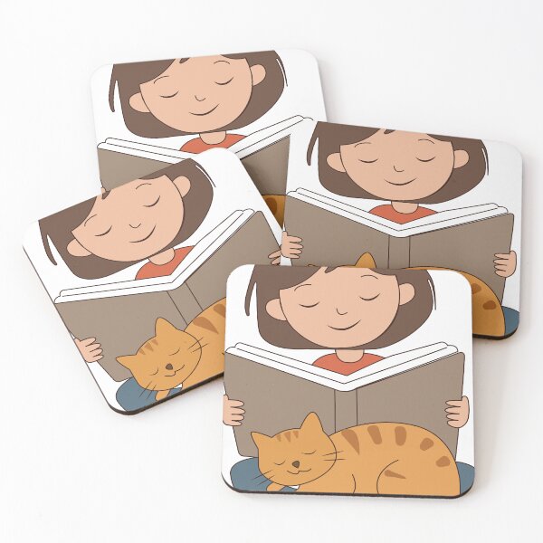 Item preview, Cozy Reading Time with Cat - Bookworm Girl designed and sold by TatinkaArtskill.