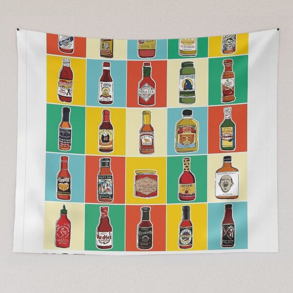 Item preview, Colorful Hot Sauce Bottle Grid  designed and sold by jamesthomasw.