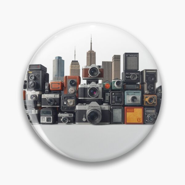Item preview, A Cityscape Formed From Stacked Vintage Cameras Re designed and sold by QuirkThreadsCo.