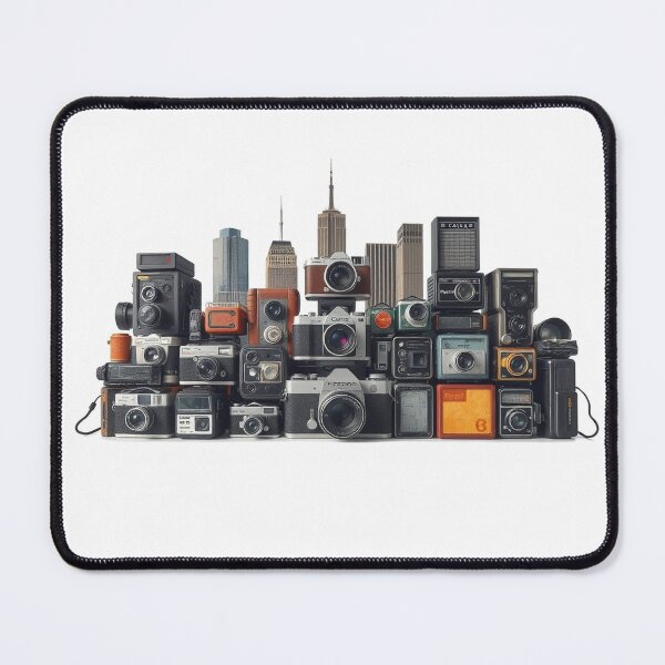 Artikelvorschau, A Cityscape Formed From Stacked Vintage Cameras Re entworfen und verkauft von QuirkThreadsCo.