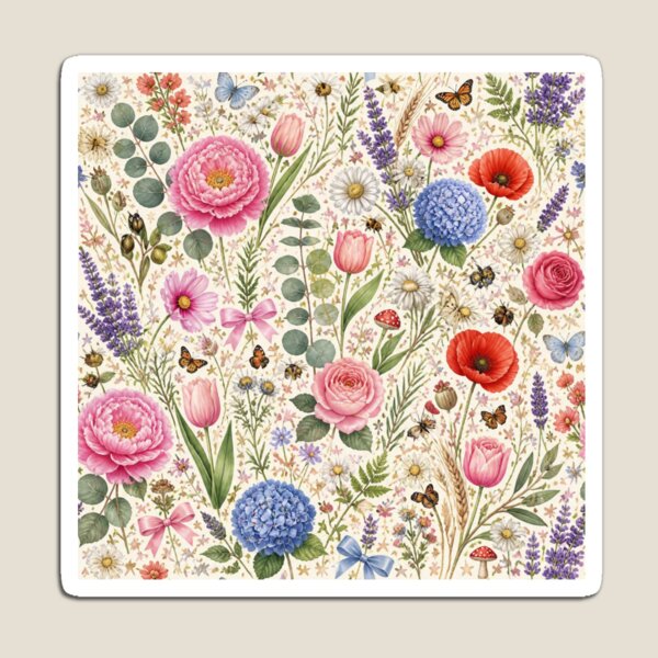 Item preview, Seamless Botanical Wildflower Pattern with Peonies, Roses, Lavender & Eucalyptus Floral Design designed and sold by craftnthreads.