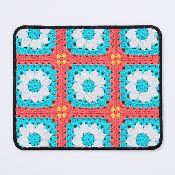Item preview, Coral Turquoise White Crochet Granny Square Tropical designed and sold by LuisWorks.