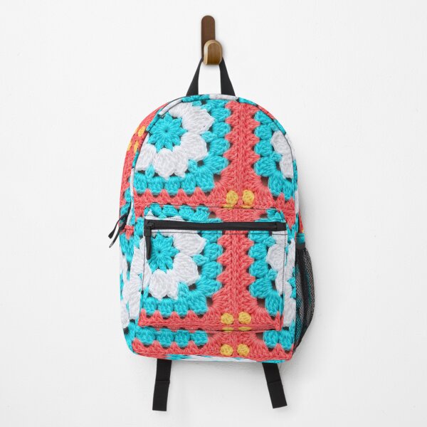 Item preview, Coral Turquoise White Crochet Granny Square Tropical designed and sold by LuisWorks.