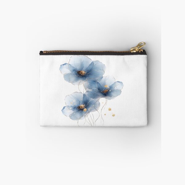 Item preview, Elegant Indigo Blue Poppies Floral Art with Gold Accent designed and sold by KLSRAJ.