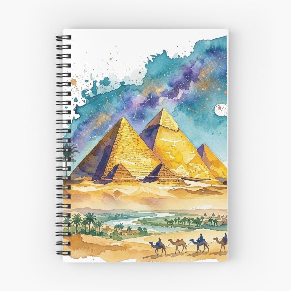 Item preview, Great Pyramids of Giza Watercolor Ancient Egypt Desert Landscape Art designed and sold by Queen Cleopatra.