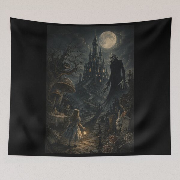 Item preview, Nosferatu Meets Alice in Wonderland | German Expressionist Gothic Horror Art Print designed and sold by Extravanganzza.