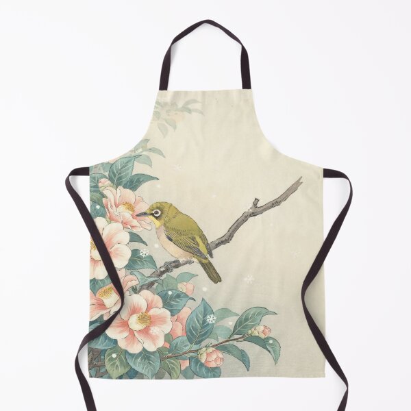 Item preview, Japanese White-Eye Among Winter Camellias | Ohara Koson Inspired Shin-Hanga Bird Wall Art designed and sold by Tamas Das.