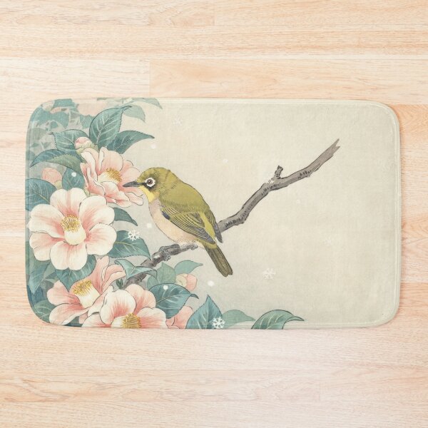 Item preview, Japanese White-Eye Among Winter Camellias | Ohara Koson Inspired Shin-Hanga Bird Wall Art designed and sold by Tamas Das.