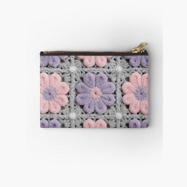Item preview, Fuzzy Chenille Crochet Pink Lilac Flower Square designed and sold by LuisWorks.