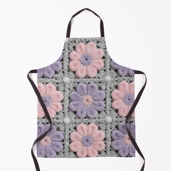 Item preview, Fuzzy Chenille Crochet Pink Lilac Flower Square designed and sold by LuisWorks.