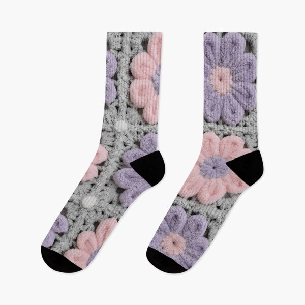 Item preview, Fuzzy Chenille Crochet Pink Lilac Flower Square designed and sold by LuisWorks.