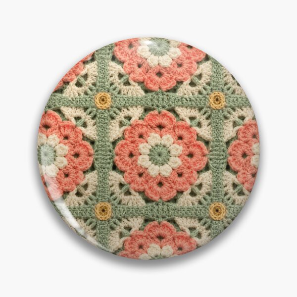 Item preview, Coral Flower Crochet Square Sage Green Earthy designed and sold by LuisWorks.