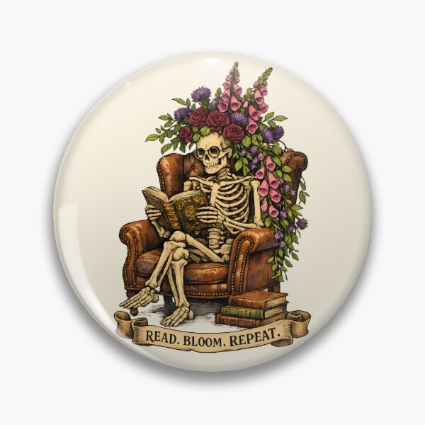 Item preview, Read Bloom Repeat Vintage Floral Skeleton Reader designed and sold by Imaginationbeyond.