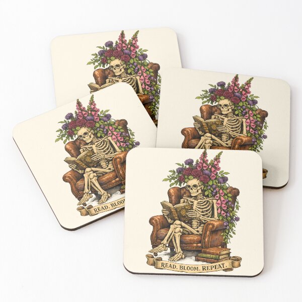 Item preview, Read Bloom Repeat Vintage Floral Skeleton Reader designed and sold by Imaginationbeyond.