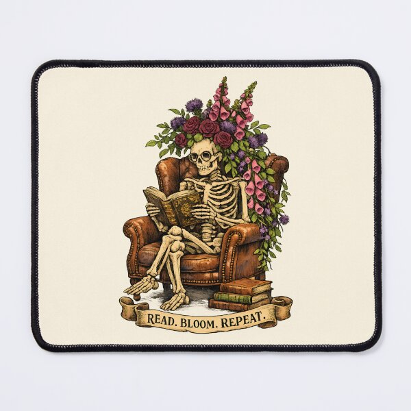 Item preview, Read Bloom Repeat Vintage Floral Skeleton Reader designed and sold by Imaginationbeyond.
