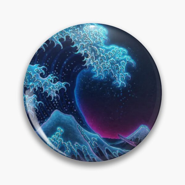 Item preview, Neon Great Wave | Ukiyo-e Re:Mix | Japanese | Hokusai Metal designed and sold by vekotpu.
