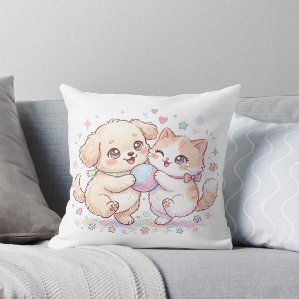 Item preview, Cute Puppy and Kitten Playing Together designed and sold by dulcemaribella.