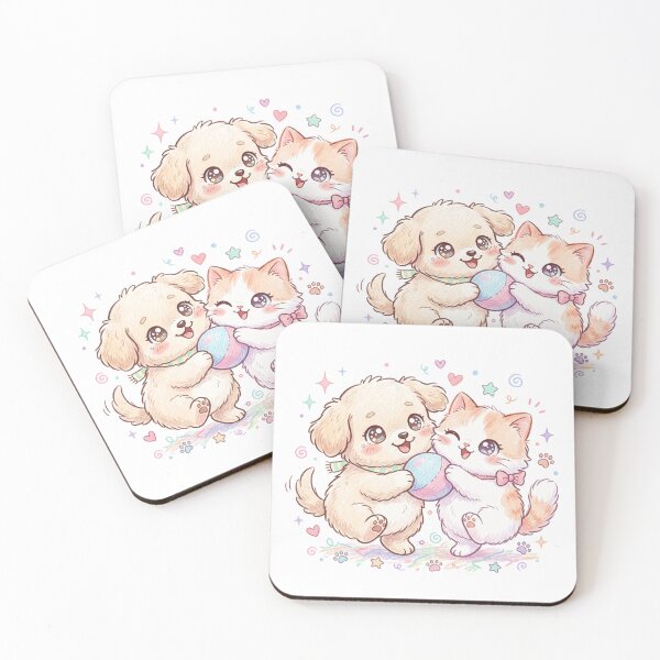 Item preview, Cute Puppy and Kitten Playing Together designed and sold by dulcemaribella.