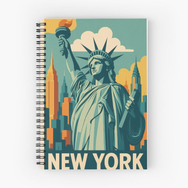 Item preview, Retro Pop Art Poster Illustration of New York City | Bold Manhattan Skyline Print with Statue of Liberty, Brooklyn Bridge & Empire State Building | Vintage American Travel Wall Art Decor designed and sold by PaintedPixels01.