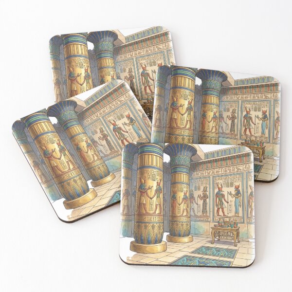 Item preview, Ancient Egyptian Temple Art | Colorful Hieroglyphics & Pharaoh Wall Illustration designed and sold by Queen Cleopatra.
