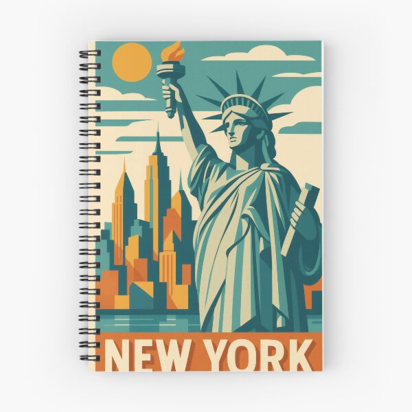 Item preview, Retro Pop Art Poster Illustration of New York City | Bold Manhattan Skyline Print with Statue of Liberty, Brooklyn Bridge & Empire State Building | Vintage American Travel Wall Art Decor designed and sold by PaintedPixels01.
