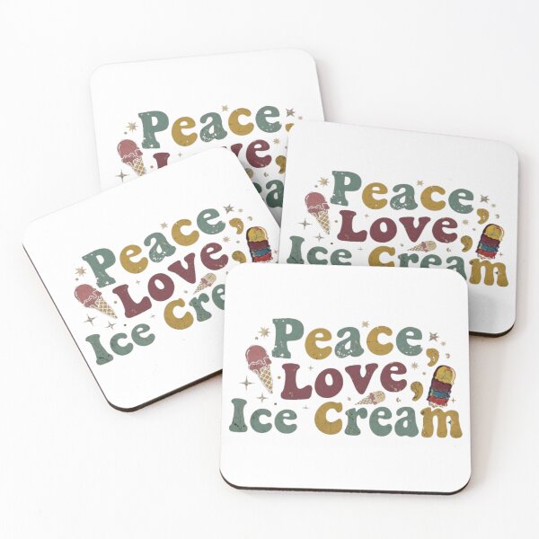Item preview, National Ice Cream Day (19 Yulyuz) — Vintage / Retro 70s Theme ,Retro Peace Love Ice Cream Vintage Tee designed and sold by BROOSTSHIRTS.