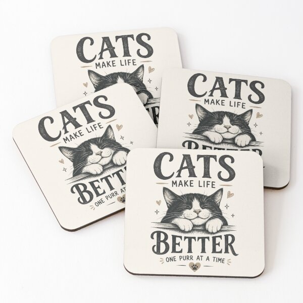 Item preview, Cats Make Life Better | Cute Sleeping Cat | Cat Lover Gift designed and sold by Made by Tamar.