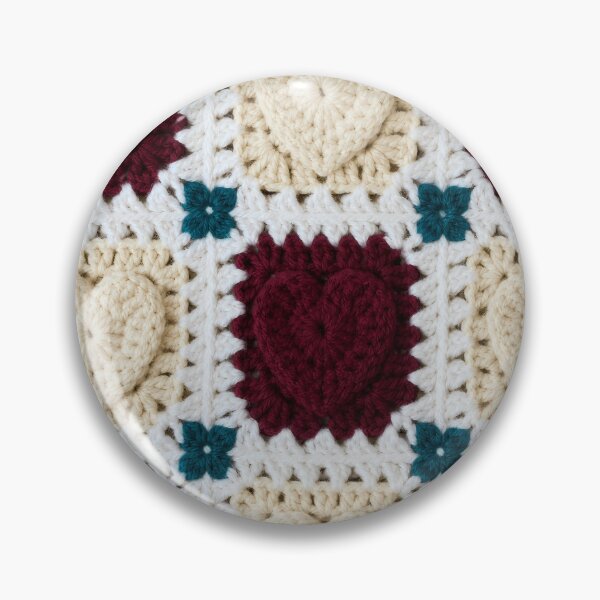 Item preview, Crochet Heart Granny Square Burgundy Cream Valentine designed and sold by LuisWorks.