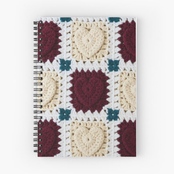 Item preview, Crochet Heart Granny Square Burgundy Cream Valentine designed and sold by LuisWorks.