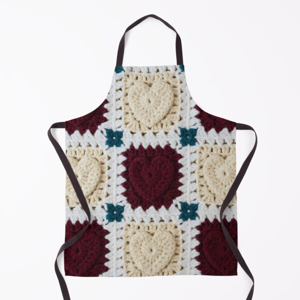 Item preview, Crochet Heart Granny Square Burgundy Cream Valentine designed and sold by LuisWorks.