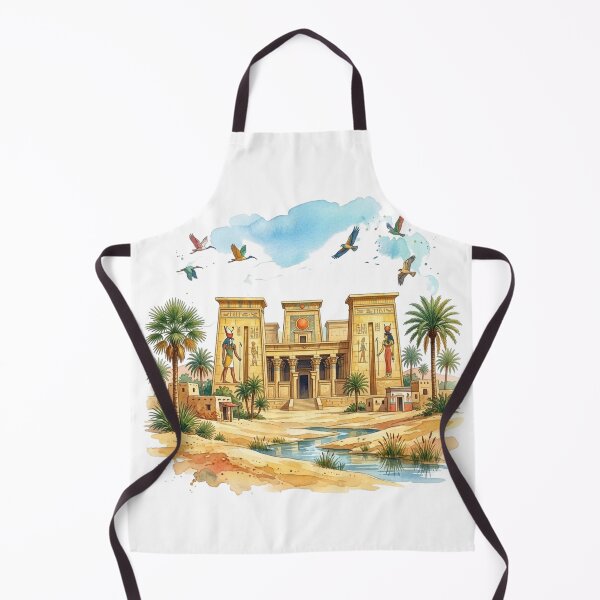 Item preview, Ancient Egyptian Temple Oasis | Vintage Egypt Landscape with Hieroglyphics & Palm Trees designed and sold by Queen Cleopatra.