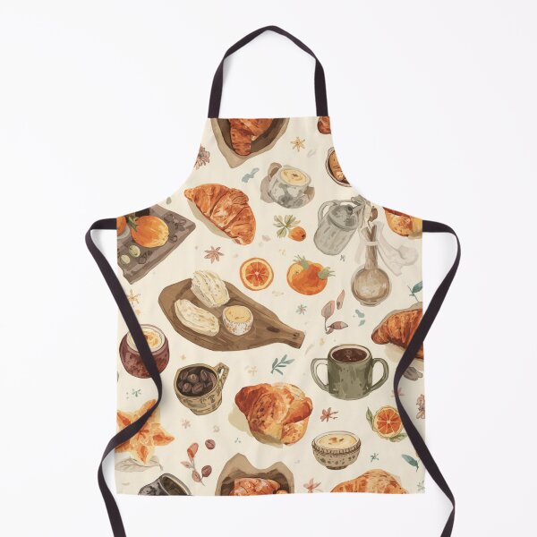 Item preview, Cozy Slow Sunday Morning Pattern with Coffee, Croissants, Sourdough Bread & Handcrafted Ceramics designed and sold by craftnthreads.