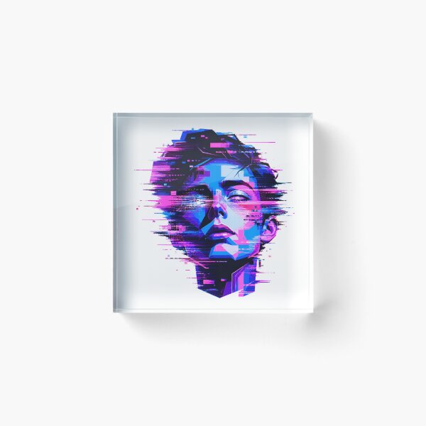 Item preview, Cyberpunk Glitch Art Neon Synthwave Portrait designed and sold by Imaginationbeyond.