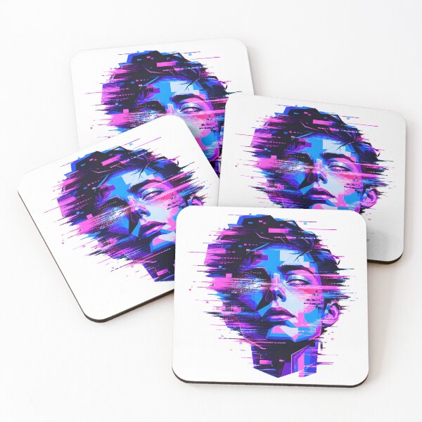 Item preview, Cyberpunk Glitch Art Neon Synthwave Portrait designed and sold by Imaginationbeyond.