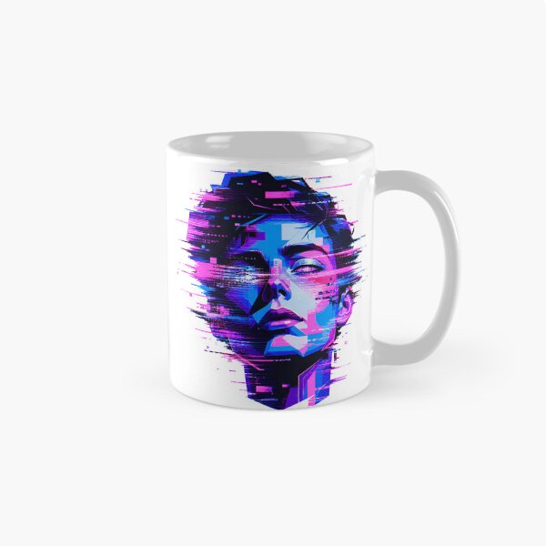 Item preview, Cyberpunk Glitch Art Neon Synthwave Portrait designed and sold by Imaginationbeyond.