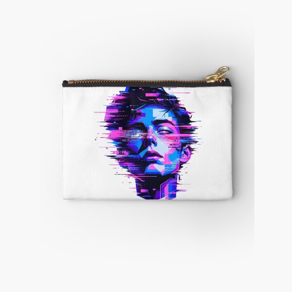 Item preview, Cyberpunk Glitch Art Neon Synthwave Portrait designed and sold by Imaginationbeyond.