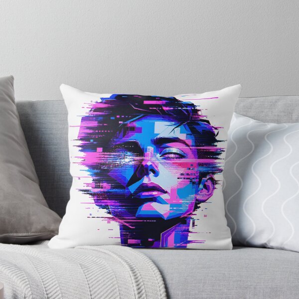 Item preview, Cyberpunk Glitch Art Neon Synthwave Portrait designed and sold by Imaginationbeyond.