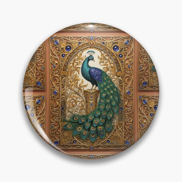 Item preview, Majestic Art Nouveau Peacock Art Print | Emerald Gold Peacock Illustration | Vintage Ornamental Bird Wall Art | Elegant Boho Home Decor designed and sold by RSDigitalPrintDesign.