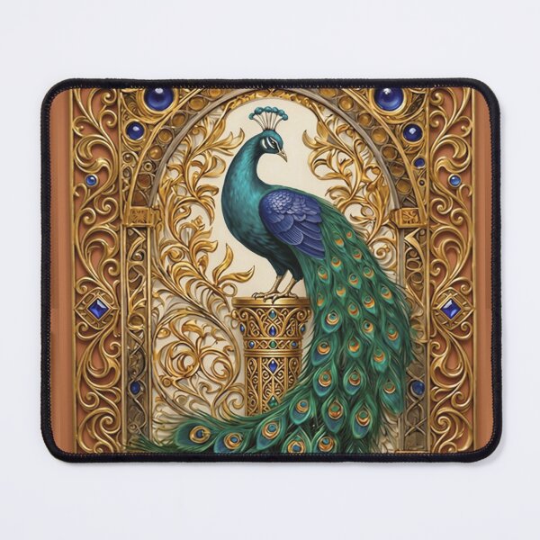 Item preview, Majestic Art Nouveau Peacock Art Print | Emerald Gold Peacock Illustration | Vintage Ornamental Bird Wall Art | Elegant Boho Home Decor designed and sold by RSDigitalPrintDesign.