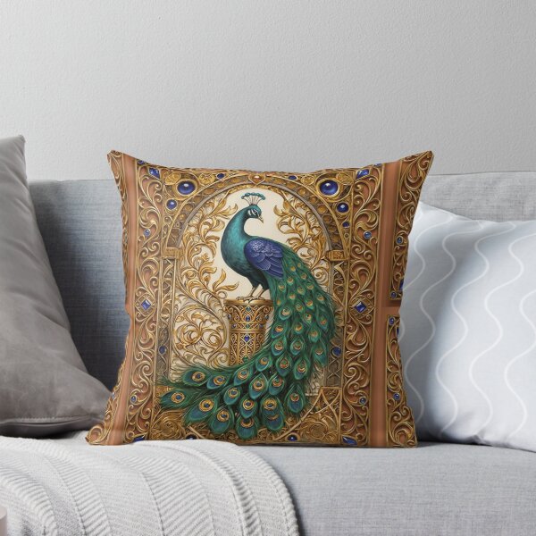 Item preview, Majestic Art Nouveau Peacock Art Print | Emerald Gold Peacock Illustration | Vintage Ornamental Bird Wall Art | Elegant Boho Home Decor designed and sold by RSDigitalPrintDesign.